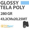 DigiPaper Tela Premium Glossy Poly Canvas 280gr 43,2 cm x 20,25mt
