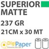DigiPaper Superior Matte 237gr 21cm x 30mt conf 2 rotoli